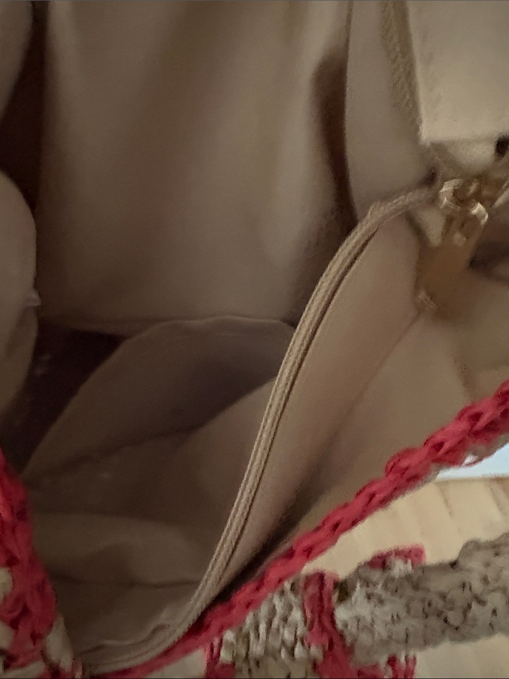 Urban Expressions Woven Straw Shoulder Bag with Red Trim - Picture 6 of 6